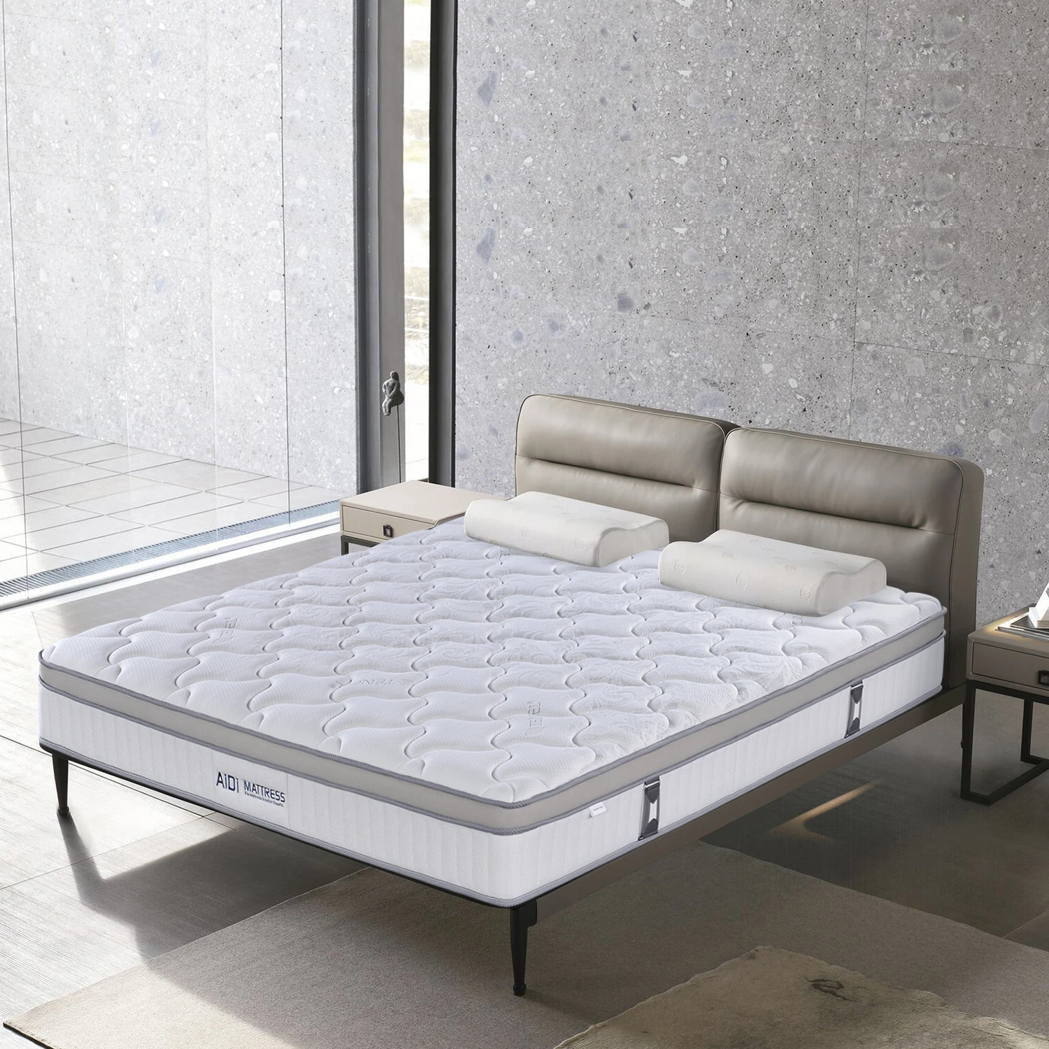 AIDI OEM/ODM Cama doble tamaño King Muebles de hotel Colchón Memory Foam Precios Madras Materasso Faamalu Viscoelastico