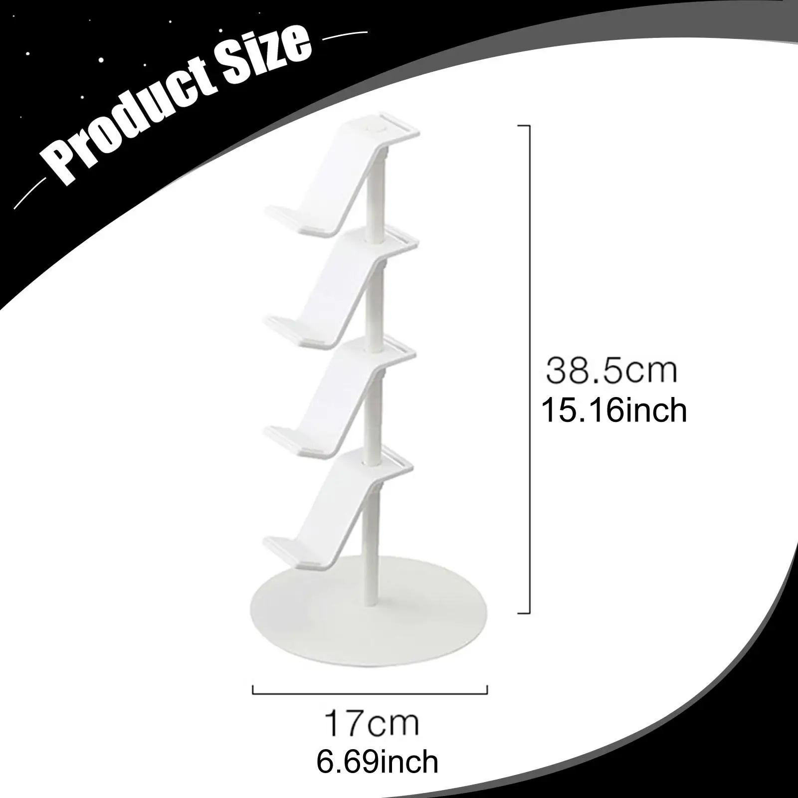 Four Tier Controller and Headphone Organizer Adjustable Height Storage Rack for Gamer Accessories Setup Gaming Room