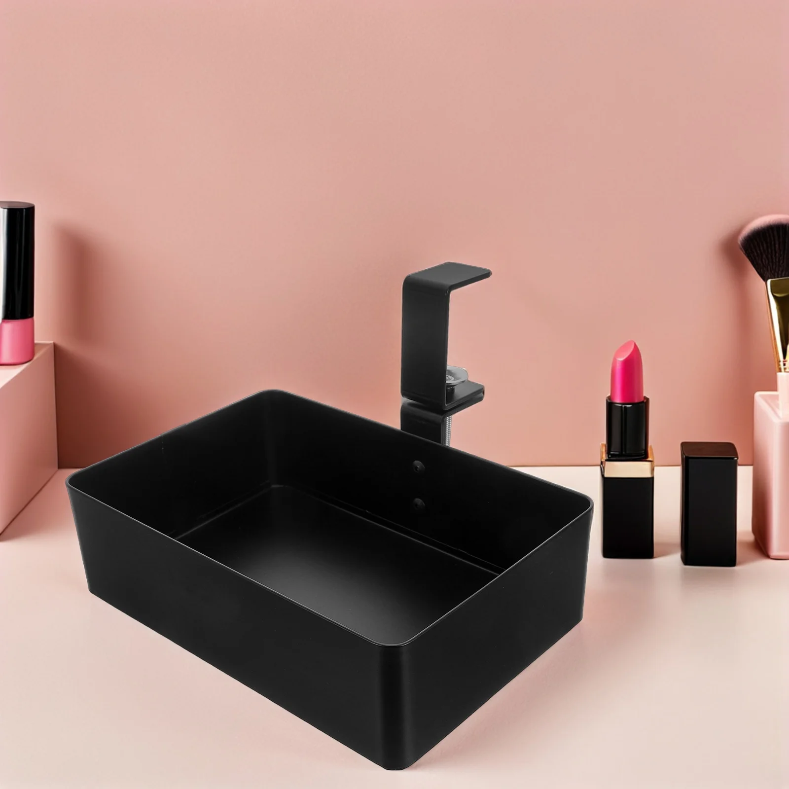 

Hidden Under Desk Storage Rack Metal Clamp-on Organizer Rotating Hidden Shelf for Makeup Office Supplies Iron Box Table Bottom
