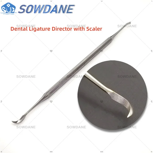 Dental ortodontyczny dyrektor ligatury ze skalerem narzędzie do czyszczenia zębów dentystycznych Instrument dentystyczny ze stali nierdzewnej