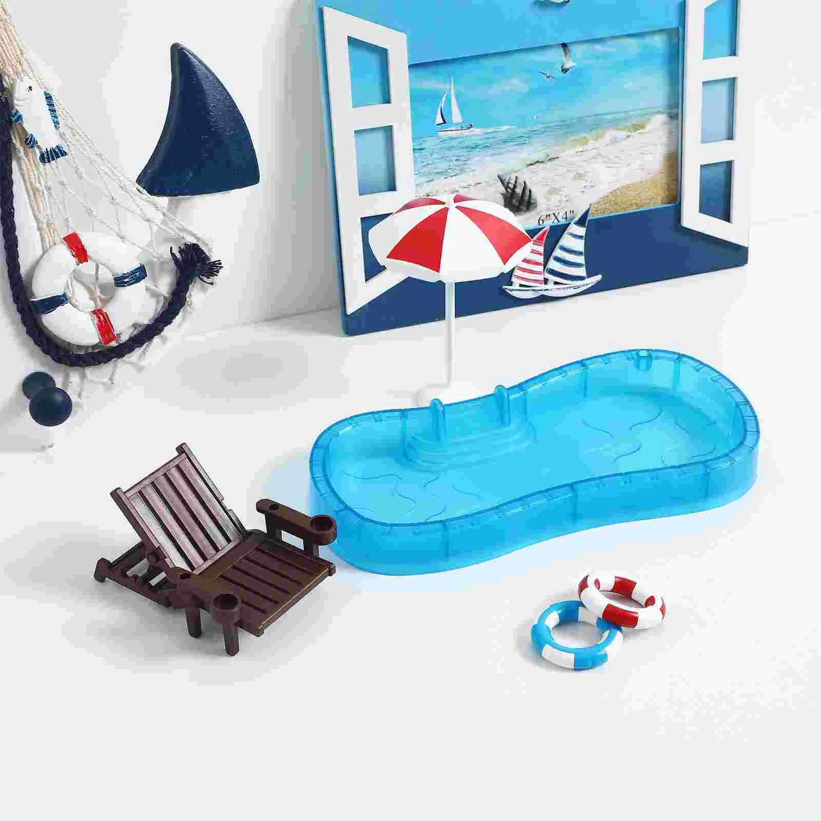 House Beach Chair Mini Scene Props Furniture Suite Micro Ornaments Plastic Decor Collection Accessories Photo