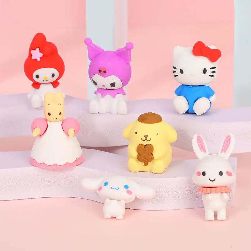 Sanrio blind bag doll eraser cartoon cute three-dimensional shape Hello Kitty Cinnamoroll Kuromi new stationery for students