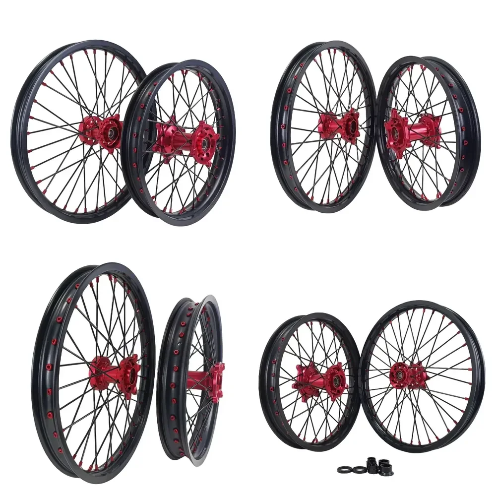 【2026 Popular】 Enduro Motocross Motorcycle Wheels Rims Set Fit CRF250R CRF450R Aluminum CNC Hub Wheel Set Supermoto Complete