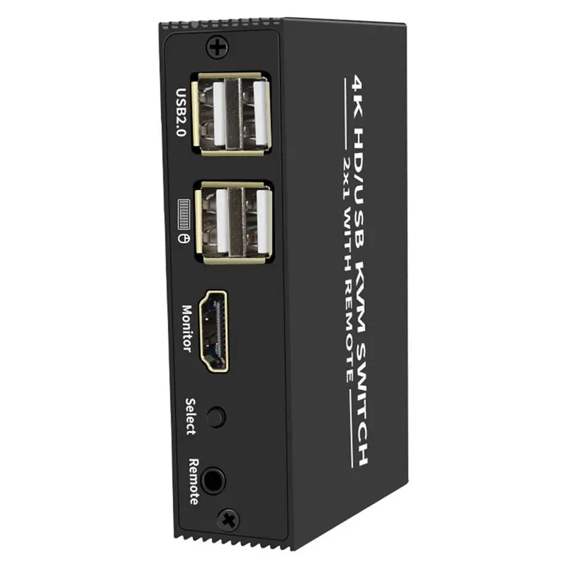 ABZZ-4K 60Hz -Compatible KVM Switch Switcher USB Selector 2X1 For PC Share Monitor Mouse Keyboard Port