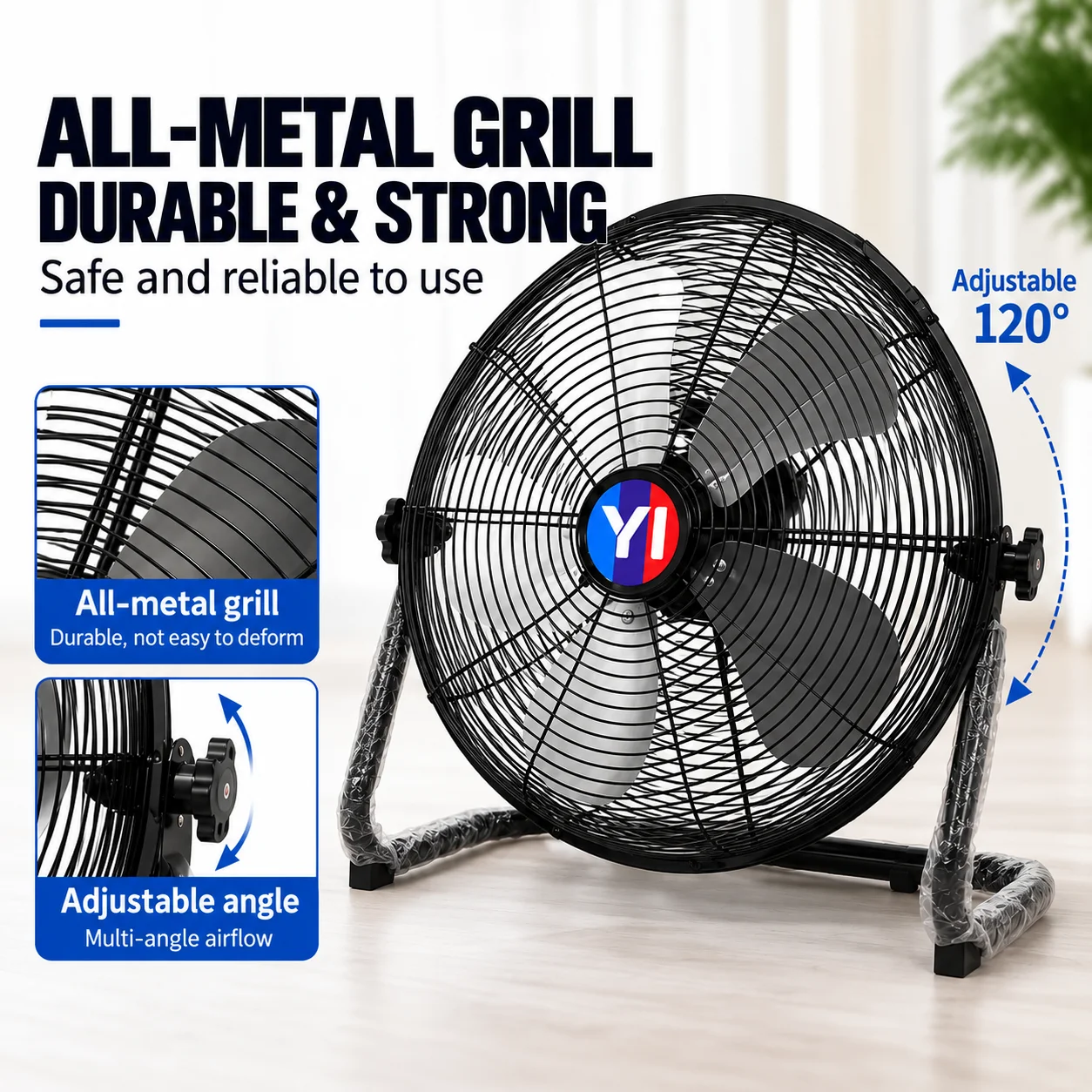 14-Inch Floor Fan (Makita-Compatible) – Suitable for Outdoor Fishing, Construction Sites, and Camping