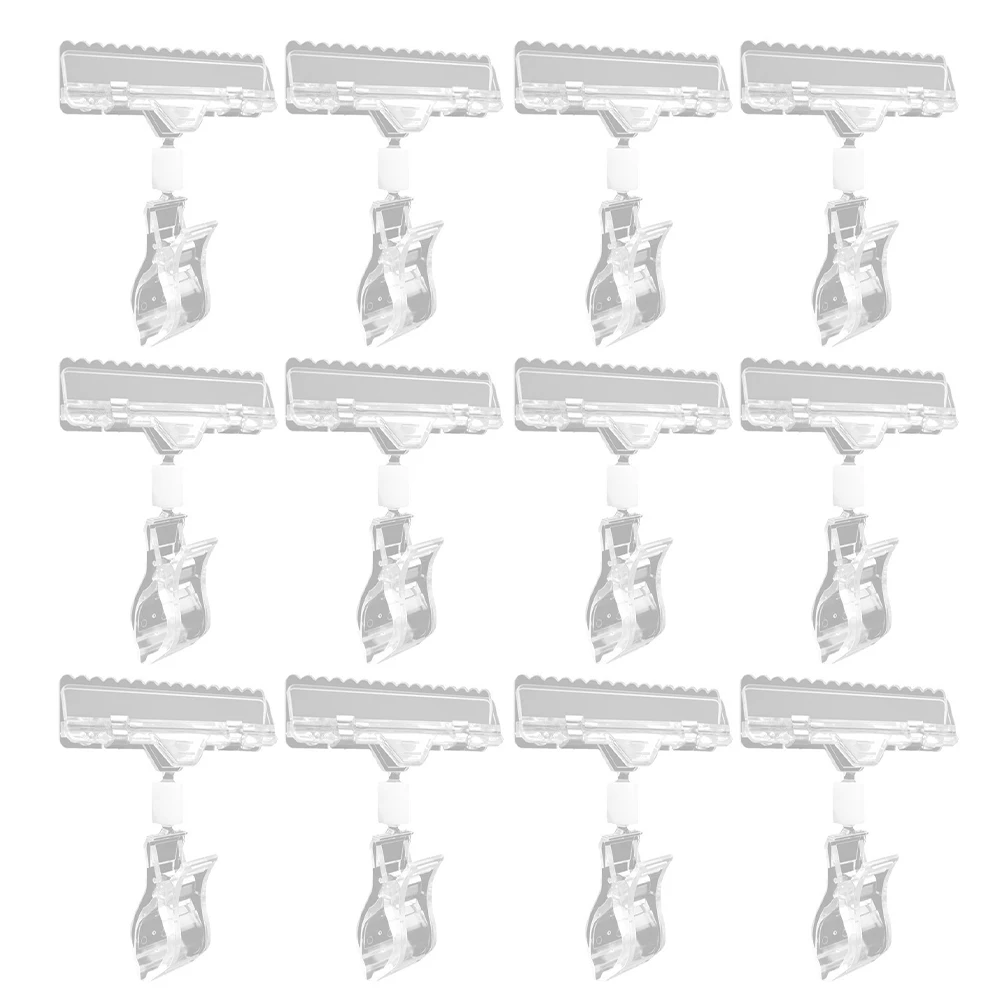 12 Buah Label Harga Berdiri Tempat Tanda Toko Klip Rak Label Rak Ritel Tampilan Tanda Plastik Organizer Kartu Iklan