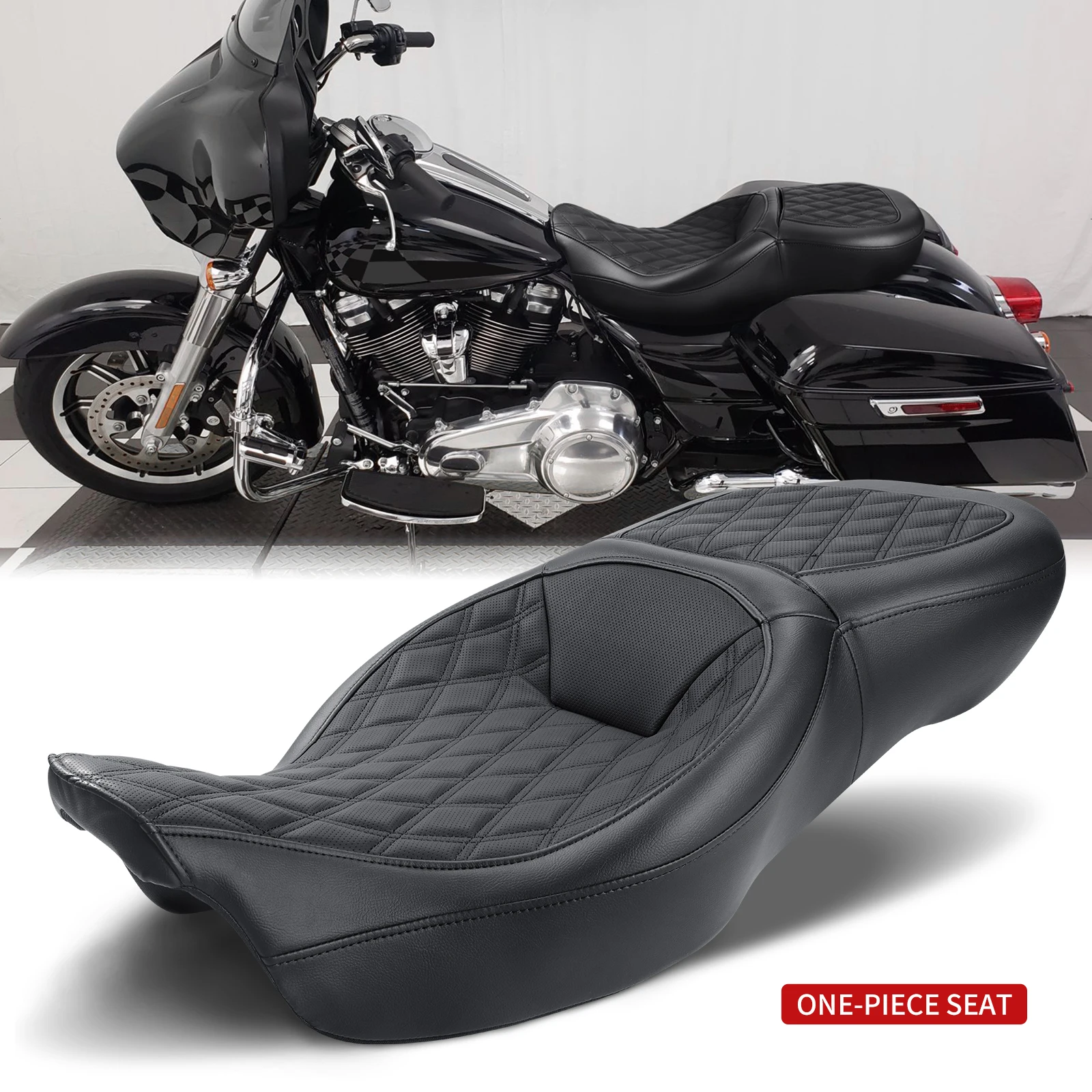 

Motorcycle One Piece Driver Rider Passenger Seat for Harley Touring Road King Street Glide Road Glide Electra Glide 2009-2022