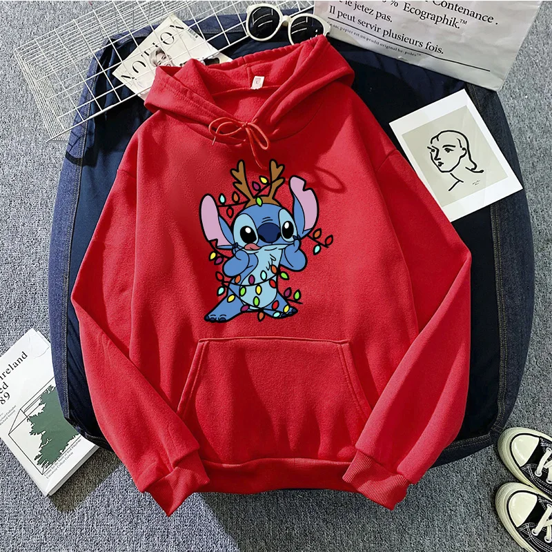 90s Hoodies Kawaii Christmas girls Kawaii Lilo Stitch Hoodie Women Stitch Cute Manga Sweatshirts Y2k Streetwear Female Hoody