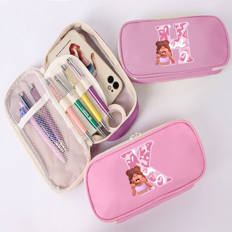 Roblox Pencil Box Letter A B C Student School Supplies Stationery Kids Penbag Pencilcase Kawaii Boy Girl Birthday Cute Gift