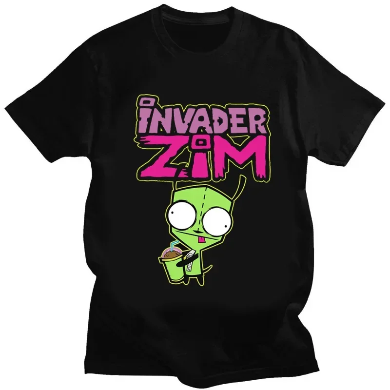 Cute Cartoon Invader Zim Invader Gir Graphic Printed Tshirt Summer O-neck Zim Image Retro Fashion Shirt Streetwear Unique Tops