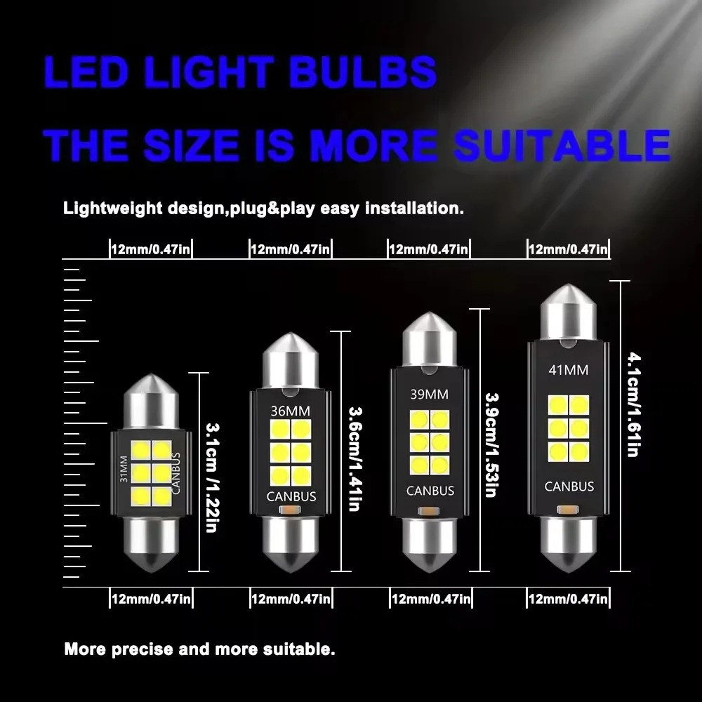 1/4/10 PCS C10W C5w LED Festoon LED Bulb CANBUS 31mm 36mm 39mm 41mm 12V 24V 6500K White Car Interior Reading License Plate Light