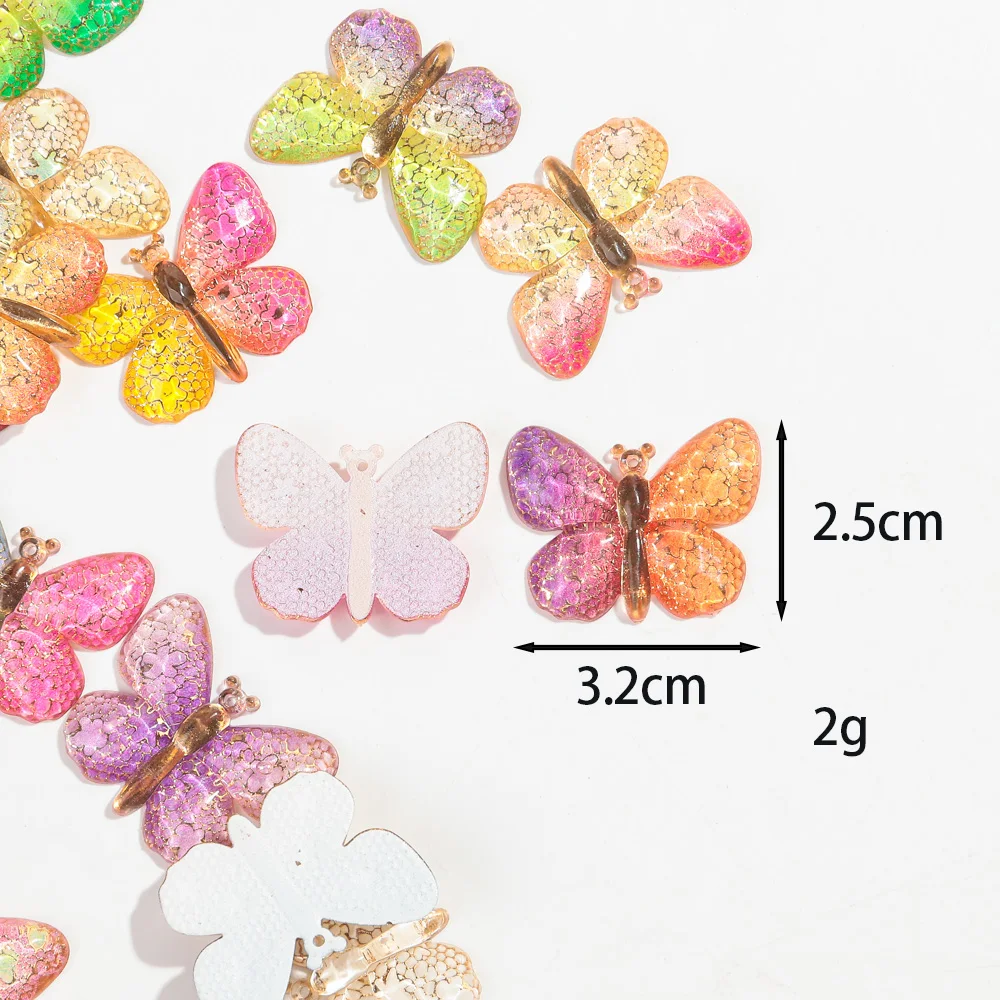 20pcs/lot Gradient Color 25x32MM Butterfly Acrylic Charm for DIY Jewelry Making Necklace Earring Keychain HairClip Accessories