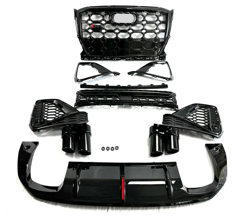 

For RSQ2 Modification Grille for Audi Q2 Plastic Honeycomb Front Air Intake with Four-Outlet Rear Lip Tail Throat Mesh Style