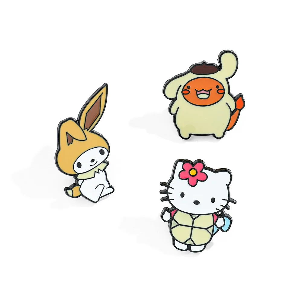 

Cartoon Brooch Cute Sanrio Melody Pompom Purin Charmander HelloKitty Metal Badge Jewelry Clothe Cap Backpack Accessories