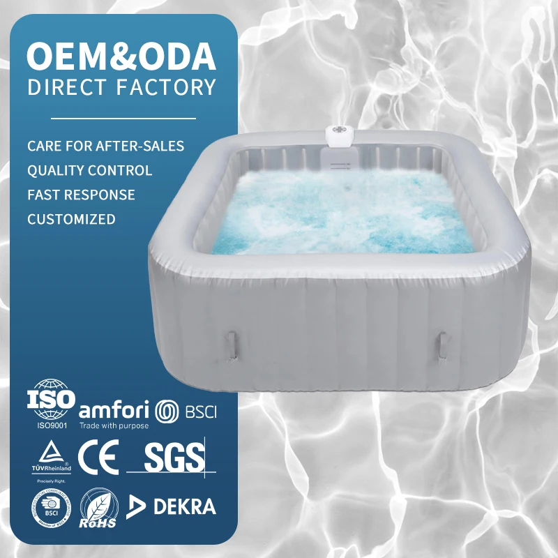Custom 240 Gal PVC Laminated Portable Outdoor Above Ground Inflatable Bathtub Heat Swim Pool Massage Spa Tubs With Accessories