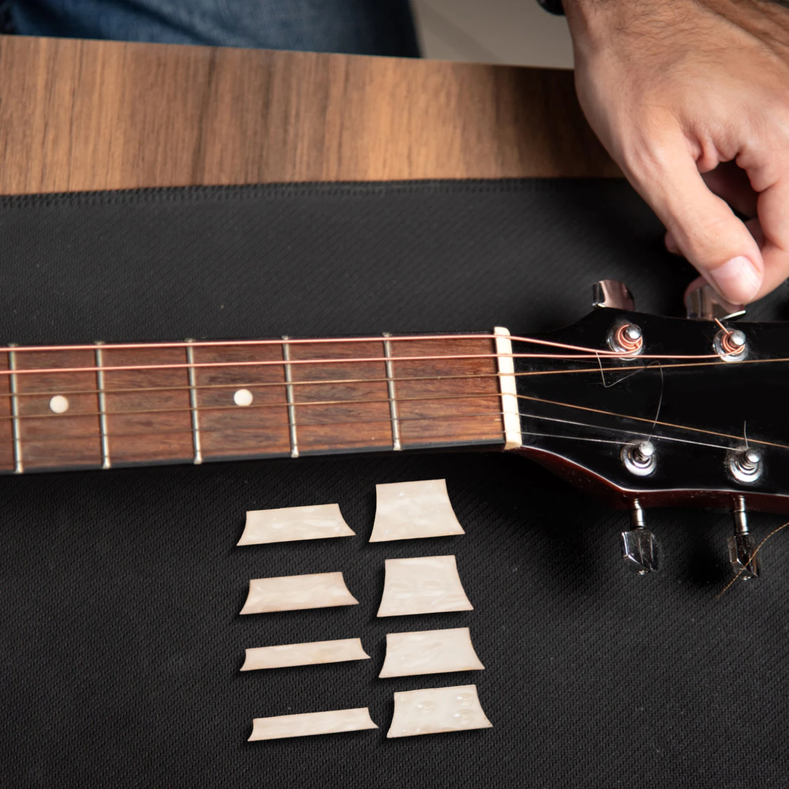 

9 Pcs Electric Guitar Accessories Fretboard Inlay Strips Bass Parts Colorful Shell Decor Trapezoidal