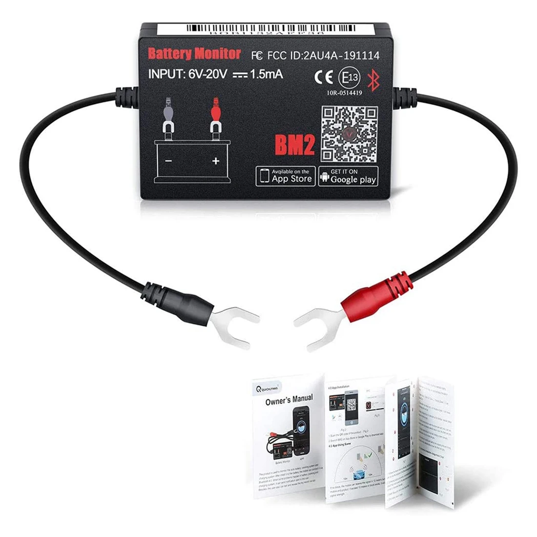 ABFKW Bluetooth BM2 12V Battery Monitor Car Battery Analyzer Test Battery Diagnostic Tool for Android IOS Phone