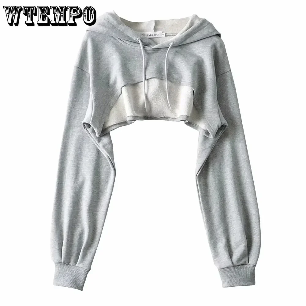 Hoodie Weibliche Hoodie Persönlichkeit Unregelmäßige Crop Ultra Kurze Stil Langarm Top Weibliche Drop Shipping