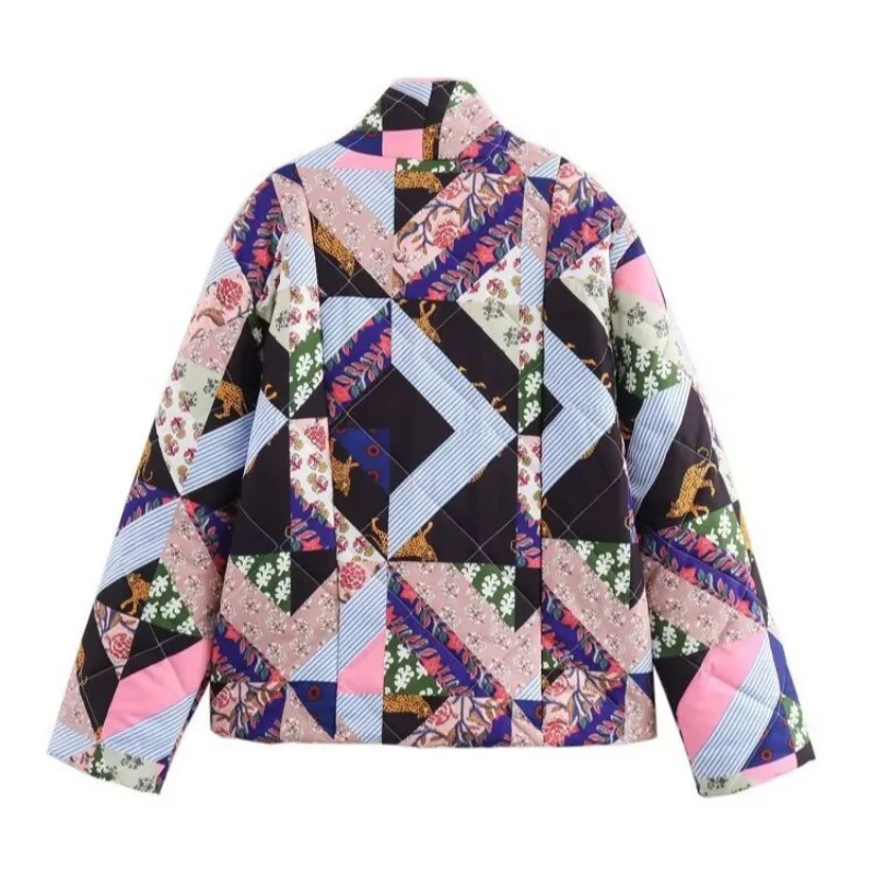 Luxury Floral Print Patchwork Lapel Collar Jacket Autumn Winter Cardigan Lightweight Coat Long Sleeves Top Design Streetwear New