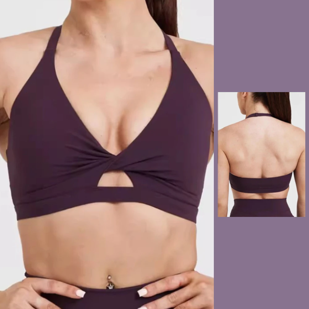 Alpha-sujetadores deportivos de realce para mujer, camisetas sin mangas con frente retorcido, sujetador de soporte medio para entrenamiento, gimnasio, Yoga, Tops cortos