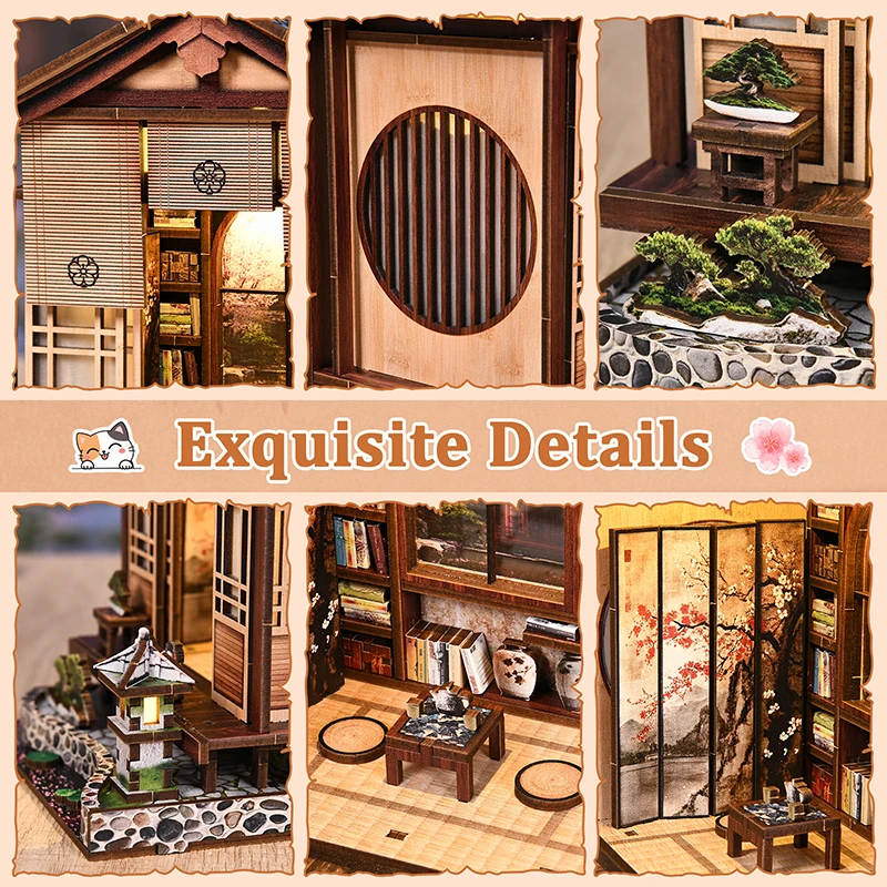 Japanese Style DIY Miniature Dollhouse Kit Wooden Model Home Building Kit with Cute Decorations Great for Dollhouse Enthusiasts