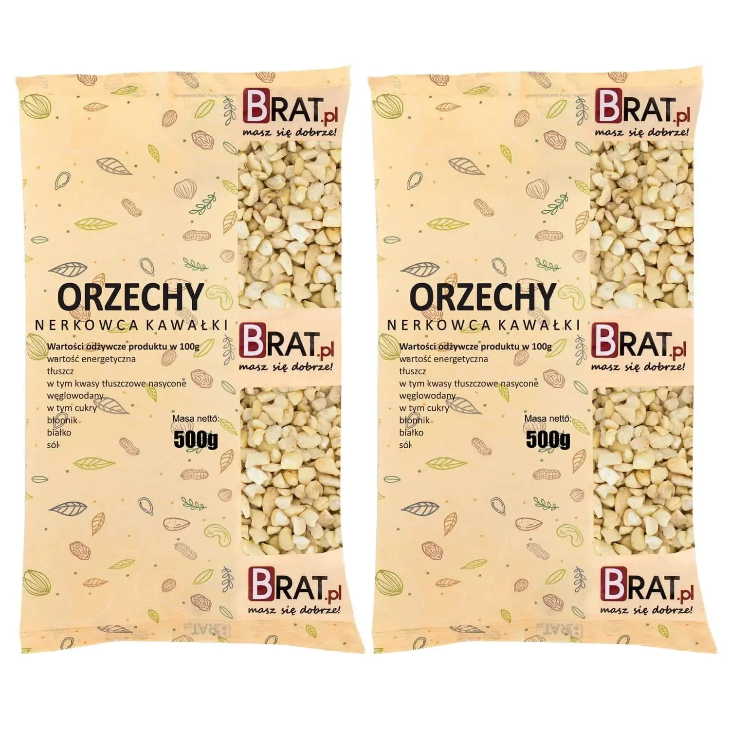 Orzechy nerkowca kawałki 1kg (2x500g)