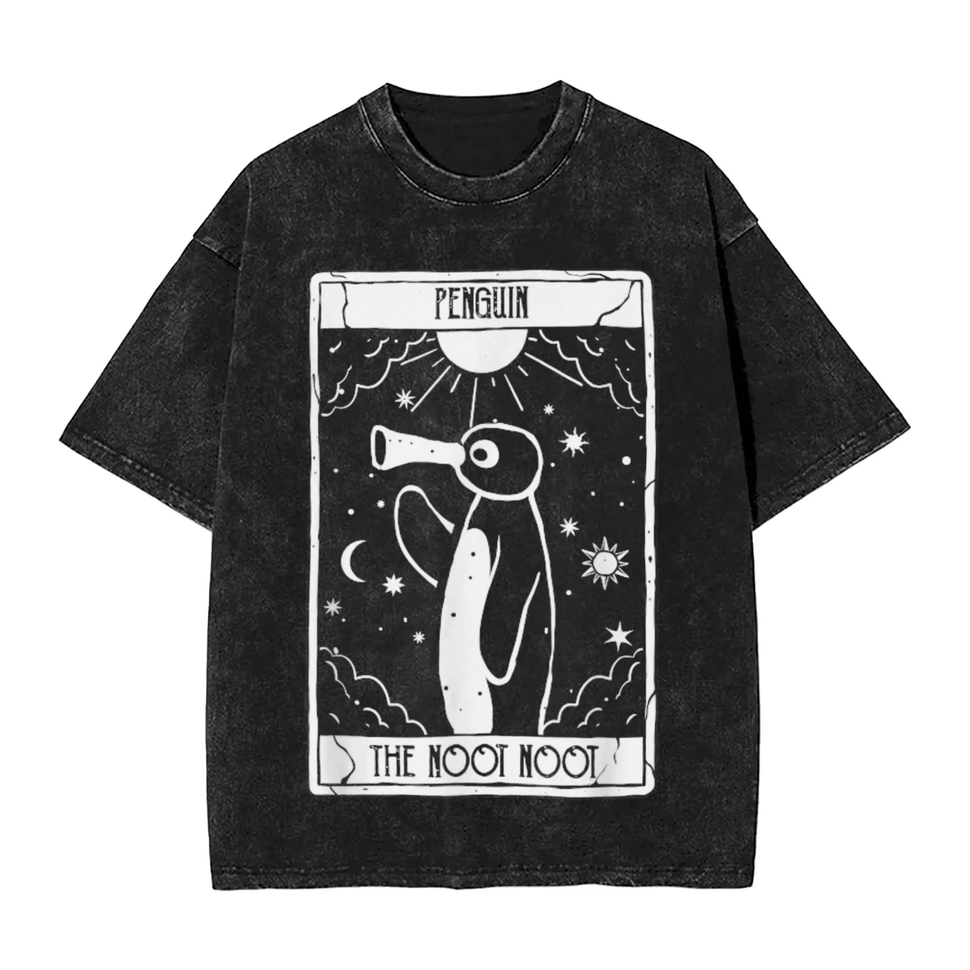 

Мужская футболка Noot Funny Penguin Tarot, забавные футболки с короткими рукавами и круглым вырезом, футболка из чистого хлопка, одежда больших размеров