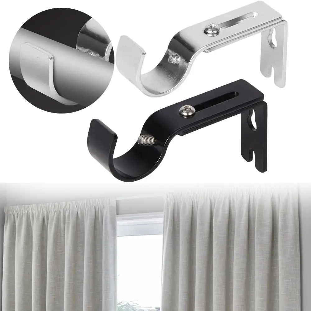 Adjustable Curtain Rod Brackets Hardware Metal Window Curtain Rod Support Hanger for 1 Inch Rod Home Curtain Rod Holder