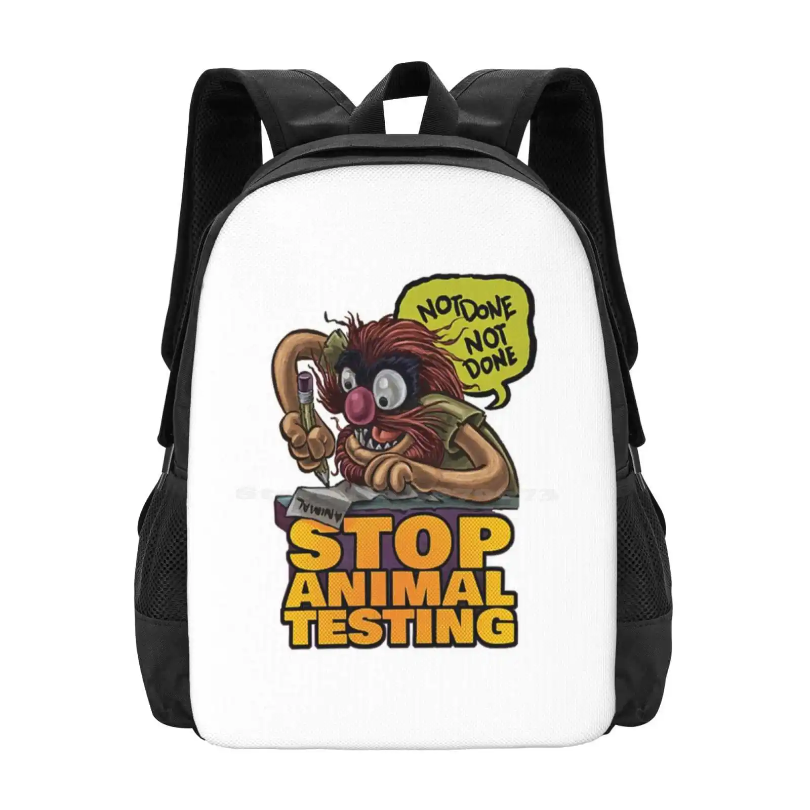 Stop Animal Testing Large Capacity School Backpack Laptop Bags Animal Show The