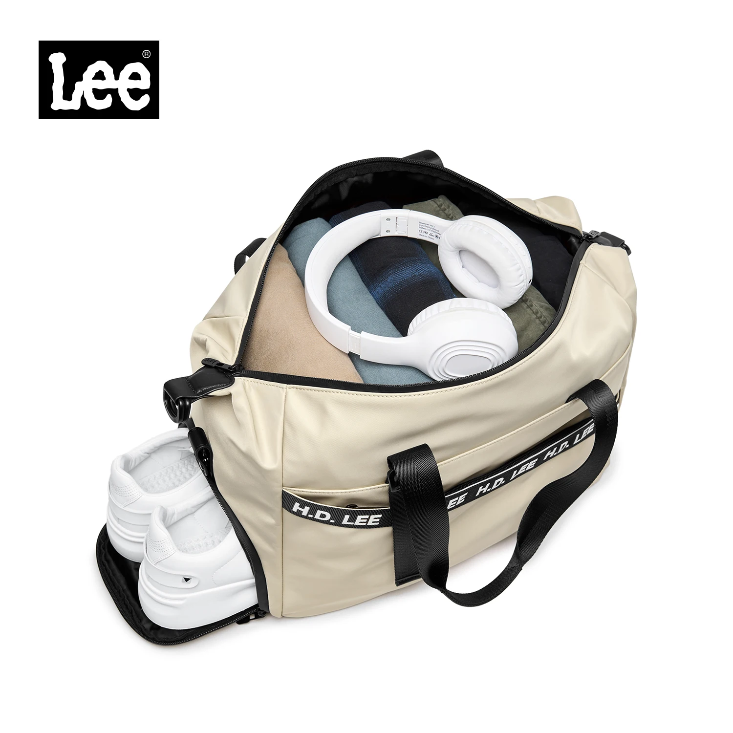 LEE Large Travel Bag Waterproof Oxford Sport Bag With Independent Shoe Compartment For Business Travelling Gym Fitness Weekender