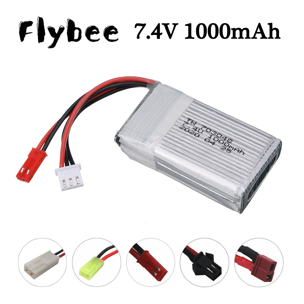 

7.4v 1000mah 703048 Lipo Battery For MJXRC X600 U829A U829X X600 F46 X601H JXD391 FT007 Lipo Battery 7.4 V RC toy battery 1pcs