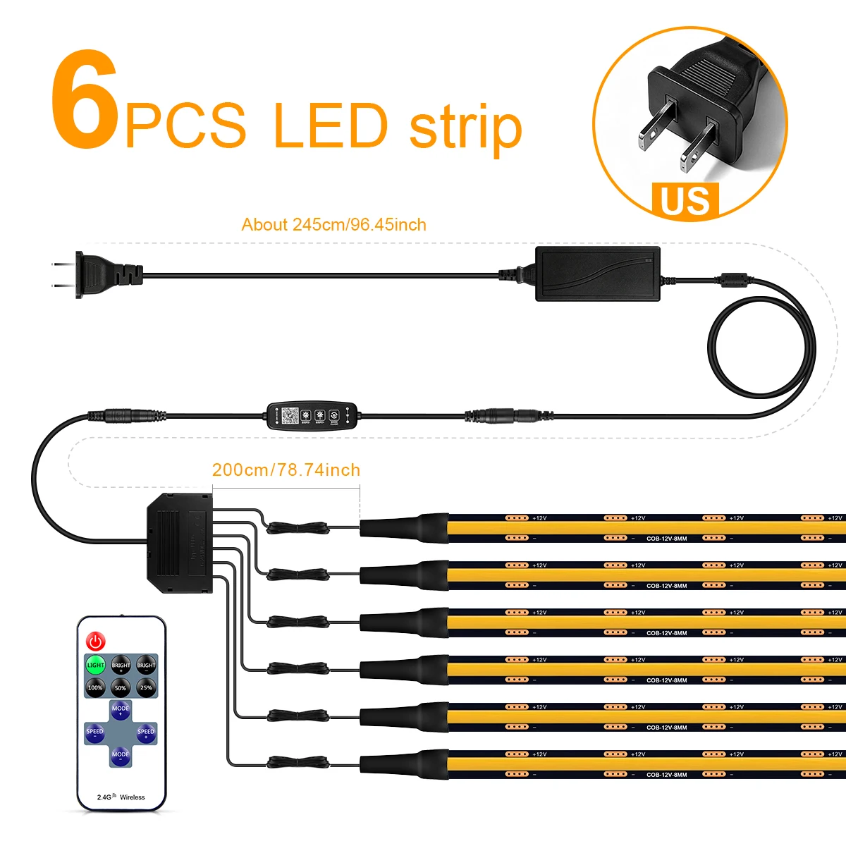 Intelligenter Bluetooth-App-gesteuerter dimmbarer COB-LED-Lichtstreifen für TV, akustische Wandpaneele, Vitrinen, Bücherregale, Hintergrundbeleuchtung, Dekoration