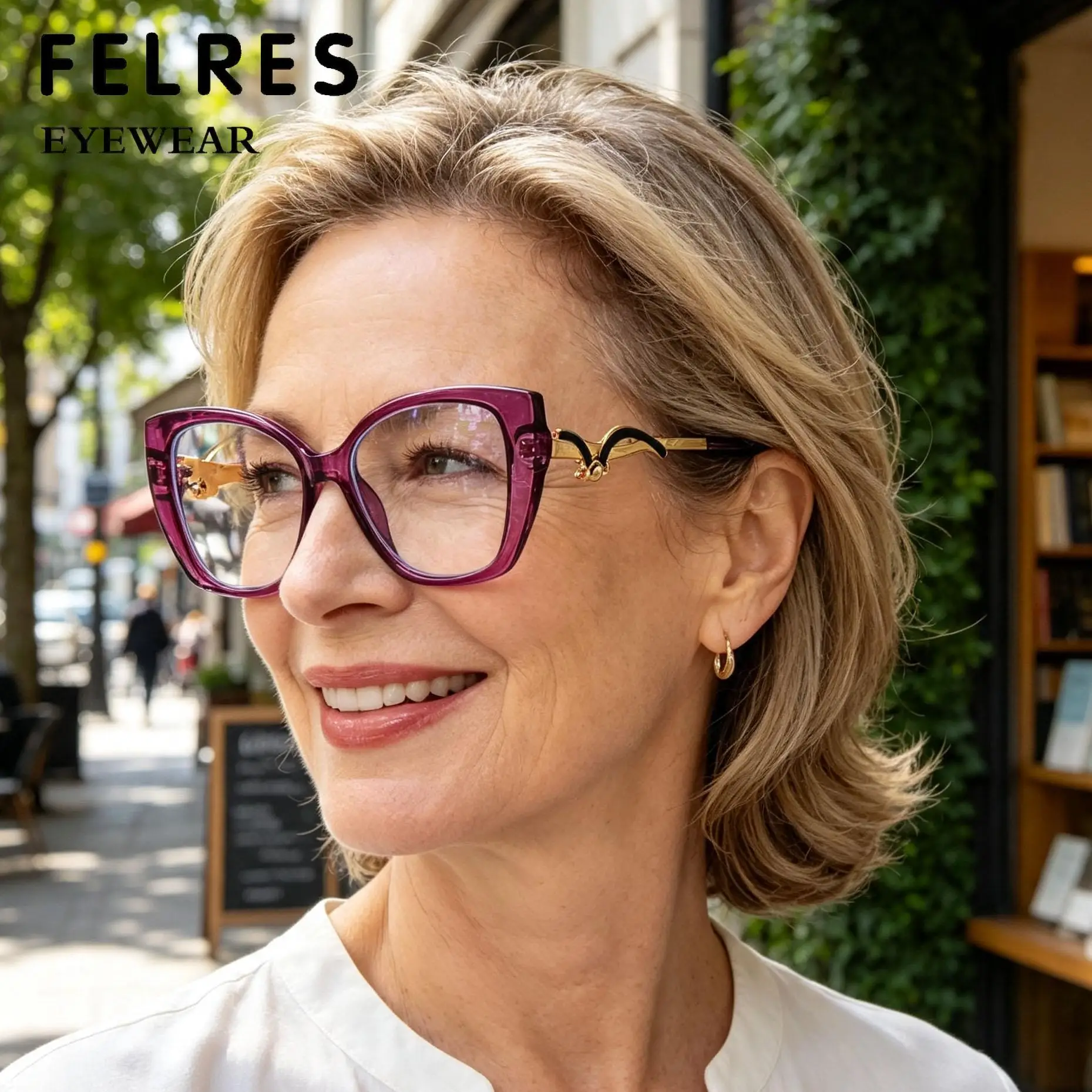 Large Frame Cat Eye Anti Blue Light Reading Glasses Women Designer Clear Optical Presbyopic Eyewear Customize Female Readers