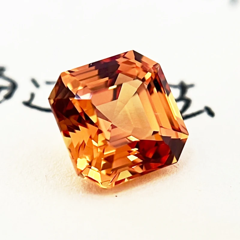 Top Lab Grown Sapphire Orange Square Asscher Cut VVS1 Gemstone Charms DIY for Jewelry Making Material Selectable AGL Certificate