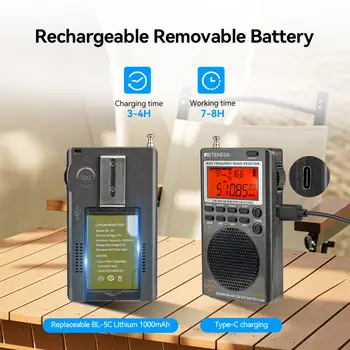 Retekess TR110 手提收音機 FM 接收機 SSB 短波收音機 AM FM 全波段 CB 航空波段 業餘無線電 SW MW LSB VHF UHF 6 最佳銷售 航空波段接收器 - №5