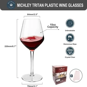 MICHLEY 2/4 / 6PCS-Set-of-glass-of-wine-in-plastic Tritan kırılmaz, piknik için, lüks, yeniden kullanılabilir, parti için, bar, çamaşır makinesi ve açık havada bulaşık makinesi plastikteki en büyük cam satışlarından 12'si-no. 2