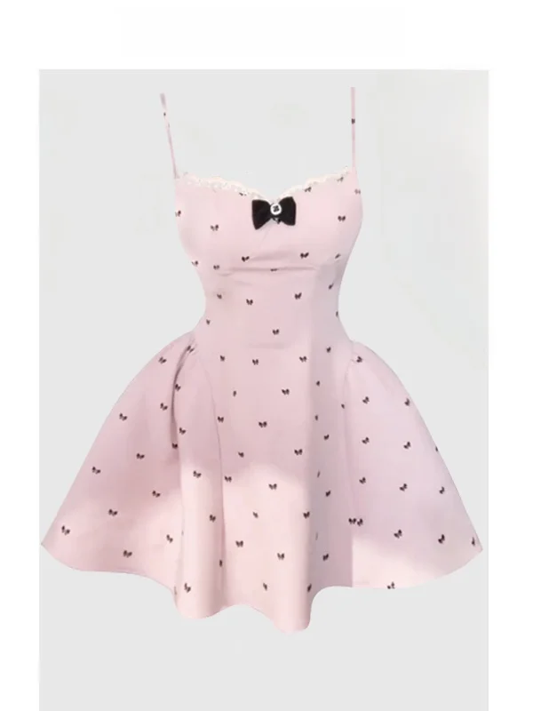 

Gaositong Lace Patchwork Strapl Princ Dr Women Spring 2025 Knot Bal Fluffy Fairy T Skirt