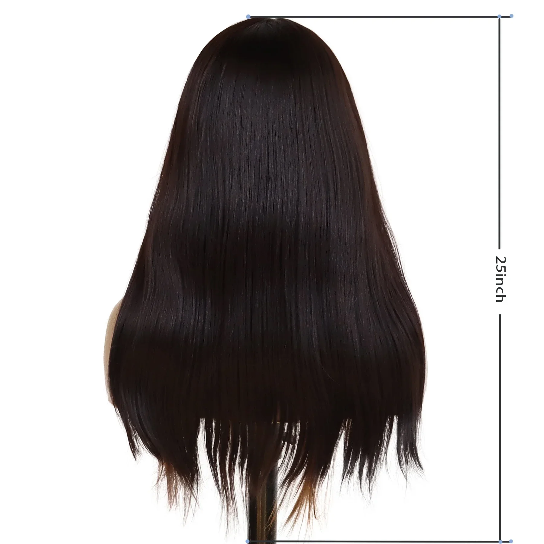 Wig lurus panjang sintetis dengan poni rambut alami Wig cokelat untuk rambut putih wanita pesta harian Cosplay Lolita tahan panas