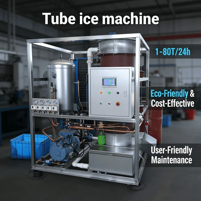 Air Cooled/Water Cooled 3 Tons Ice Tube Machine Industrial Hollow Tube Ice Maker for Food Factory Direct Sale Customized