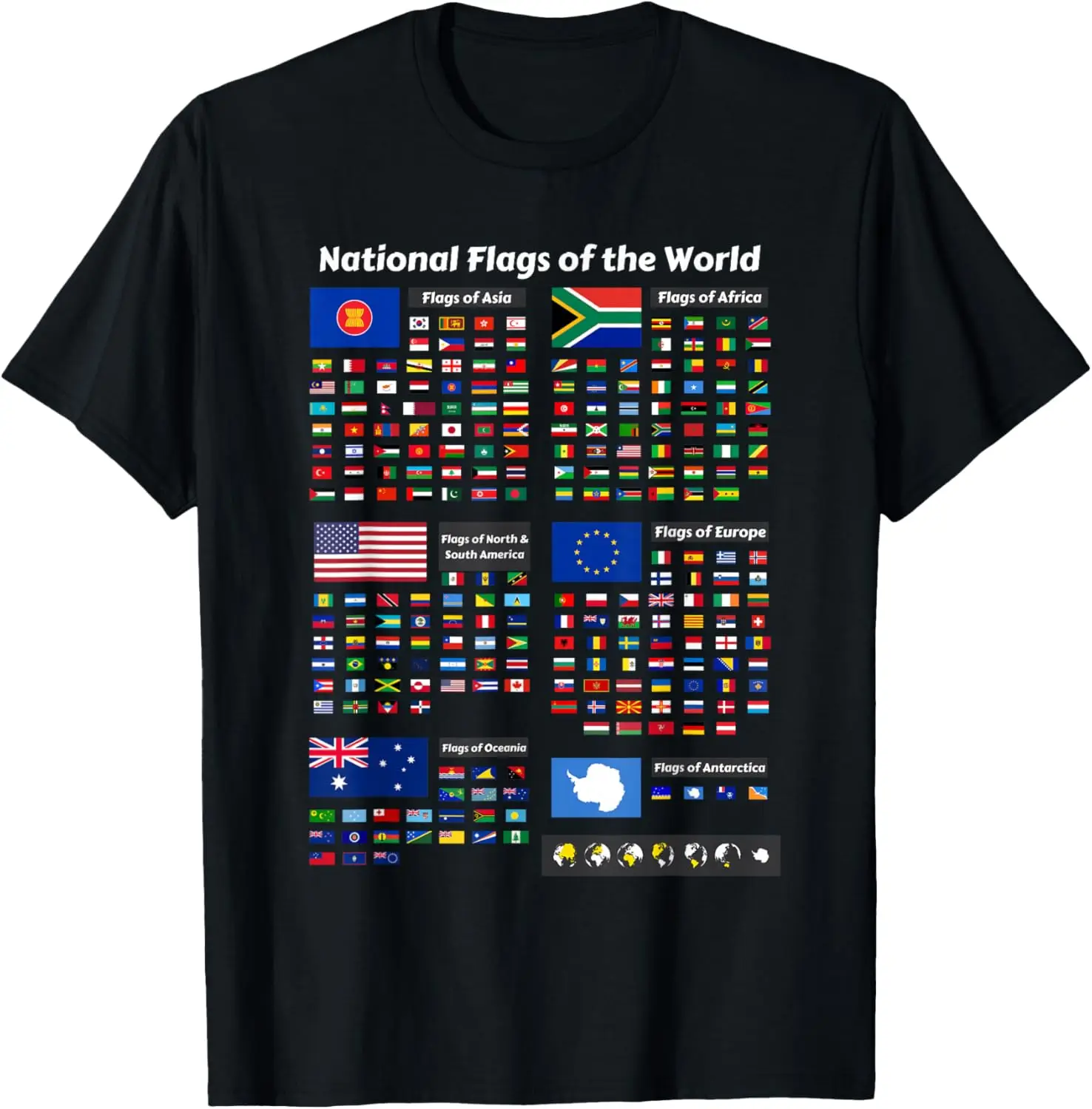Flags Countries Of The World International T-Shirt 100% Cotton Trendy Y2K Short-Sleeve Tee – Soft, Quick-Drying, &