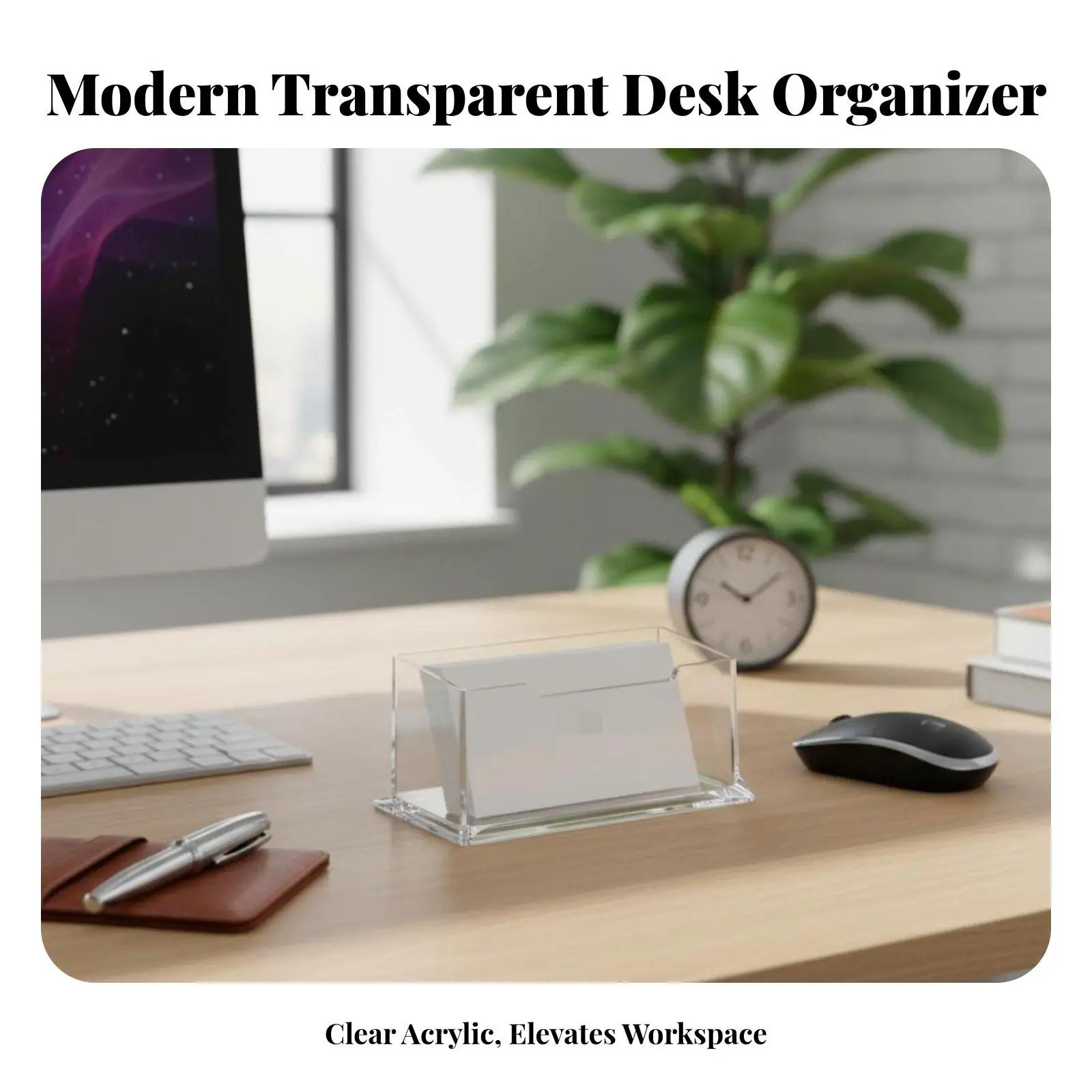 Clear Acrylic Business Card Holder Display Stand for Desk Office Countertop Organizer