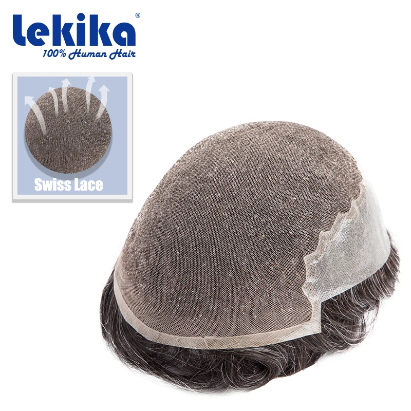 

Q6 Human Hair Wigs Swiss Lace & PU Hair System Replacement Human Hair Weave Exhuast 100% Human Hair Wigs Natural Men's Wig