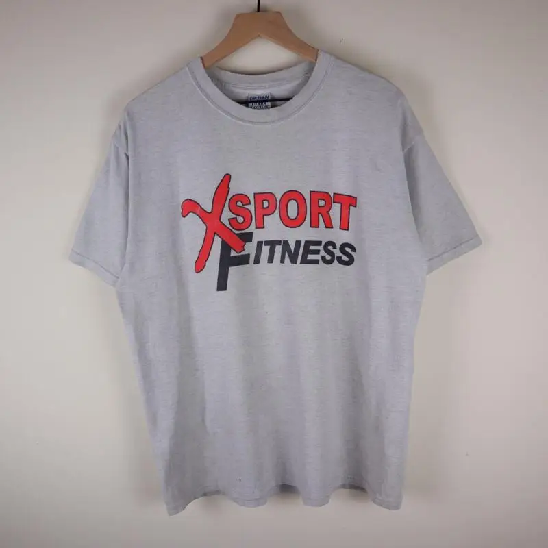 Vintage Xsport Fitness Gym T Shirt Gray Adult Large 21 5X27 5