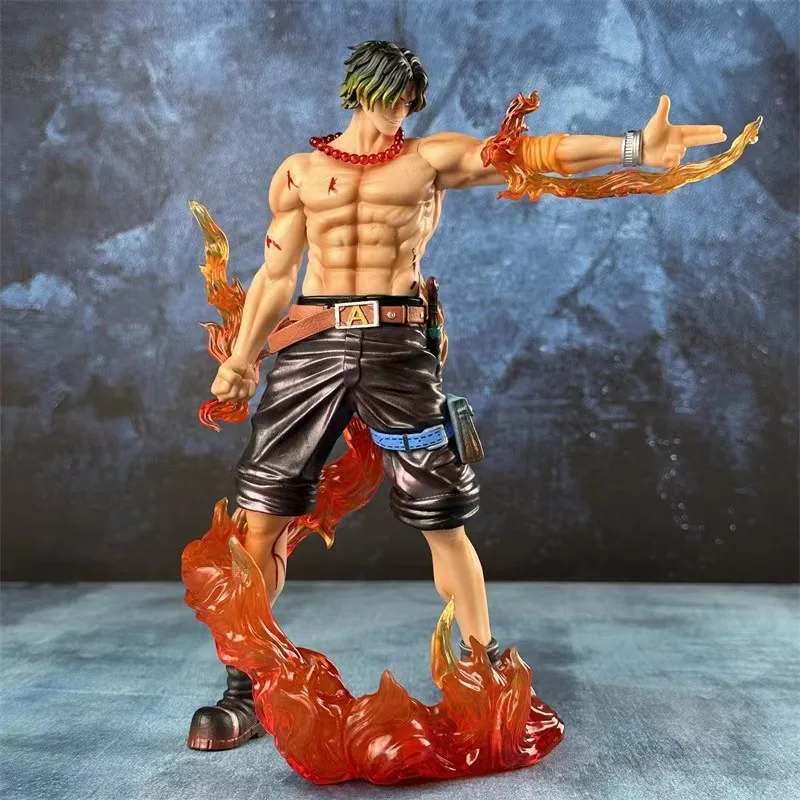 25cm One Piece Flaming Fingertips Ace Top Duel PVC Action Figure Anime Figure Model Toys Statue Collection Doll Decoration Gift