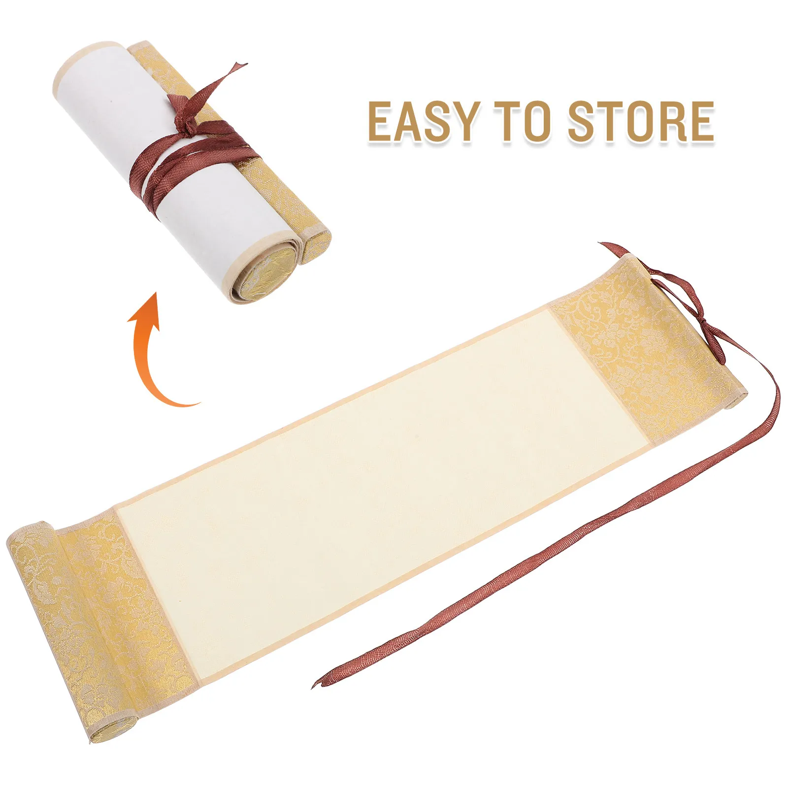 Retro Blank Scroll Small Size Exquisite Mounted Hanging Wall Scroll for Chinese Painting Calligraphy Drawing Asian Home Decor