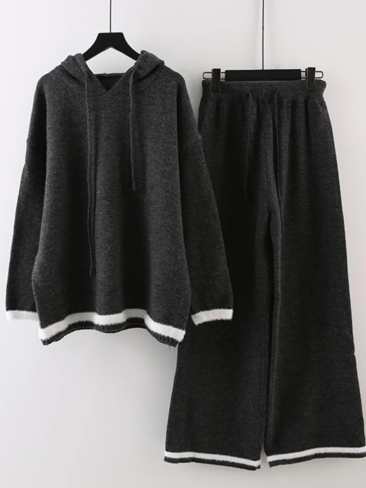 

ay Sweater Set Women's Faion Slim Wide Leg Floor-Length Pants Spring Autumn 2024 New High-End Sensation Sli Ensemble