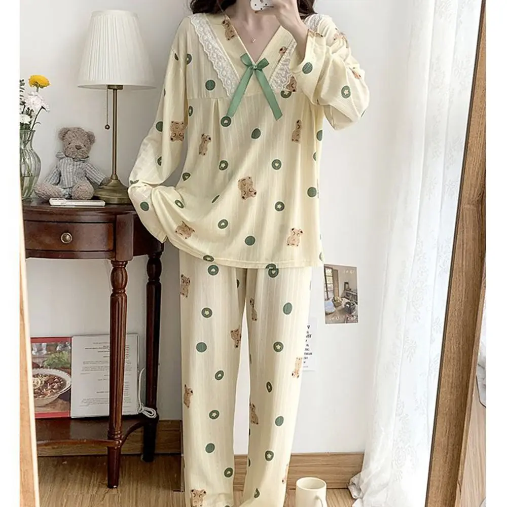 Plus Size 5XL 140KG Autumn Women\'s Pajamas Set Sleepwear for Sleeping Pyjamas Women Lingerie Korea set Women\'s Home Clothes