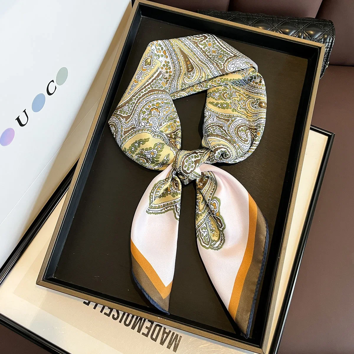 1PC Double-sided Paisley Print Scarf Imitation Silk Square Scarf Women‘s Neckerchief Bandanas Foulard Hairbands Neck Tie Wraps