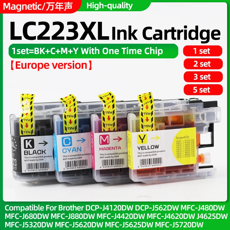 1~5set 223XL LC223XL Ink Cartridge Compatible For Brtoher MFC-J880DW MFC-J4420DW J4620DW J4625DW MFC-J5320DW J5620DW MFC-J5625DW