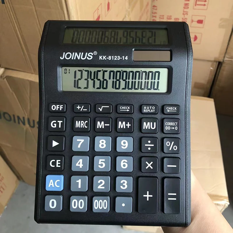 Luxmoc 14-Bit Solar Dual-Screen Calculator Large Screen Display Automatic Replay Desktop Financial Accounter Calculator